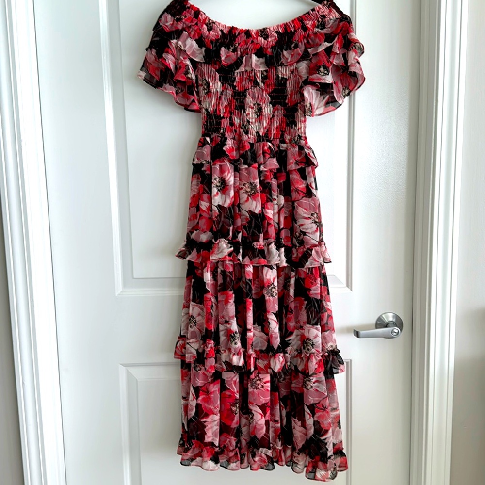 Miss Los Angeles Tallulah Floral Ruffled Maci dress sz Small NWT
